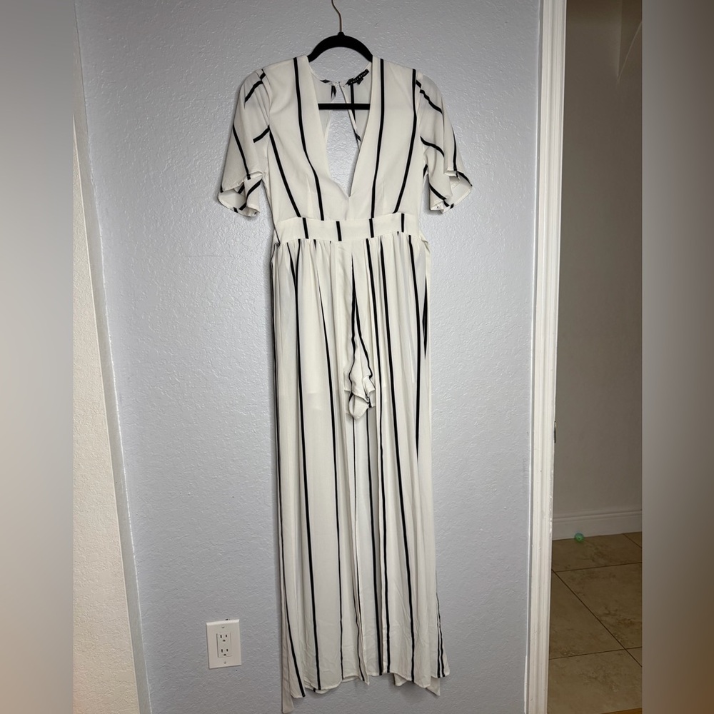 Elegant Black and White Striped romper